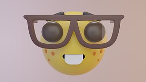 3D nerd emoji meme low poly