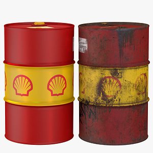 Shell Steel Oil Barrel  Rusty Texture 4K