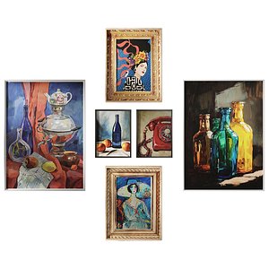 3D Vintage Paintings set 3D model