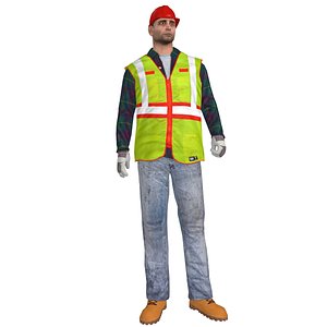 3d max rigged worker man