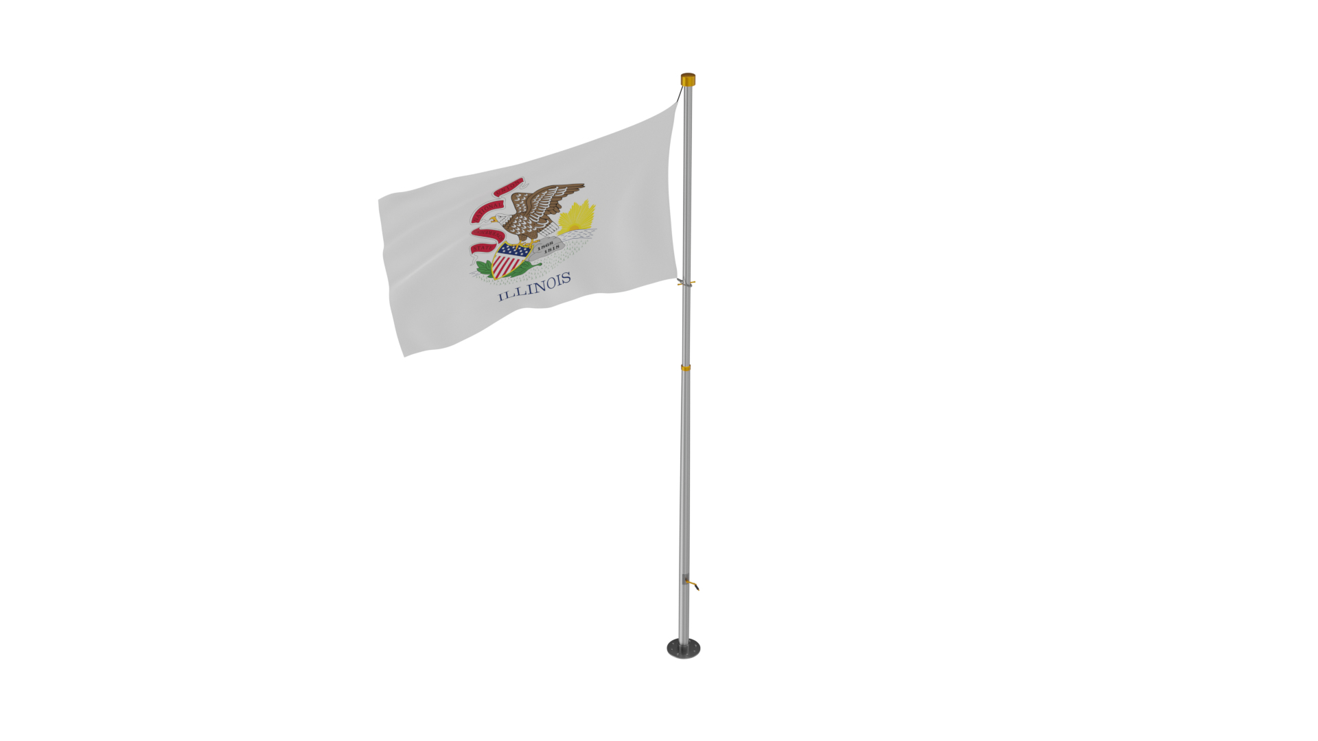 3D Pole Flag Illinois Model - TurboSquid 2277364