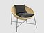 Gritt armchair black metal and natural rattan by Vackart