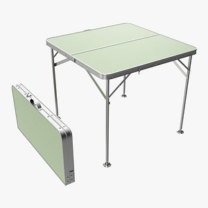 Folding camping table folded and unfolded 3D model