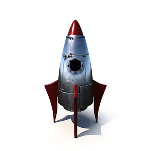 3D cartoon rocket chrome model
