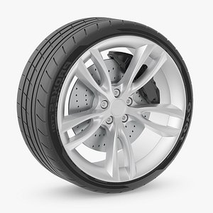 Sport Car Wheel with Grey Caliper 3D model