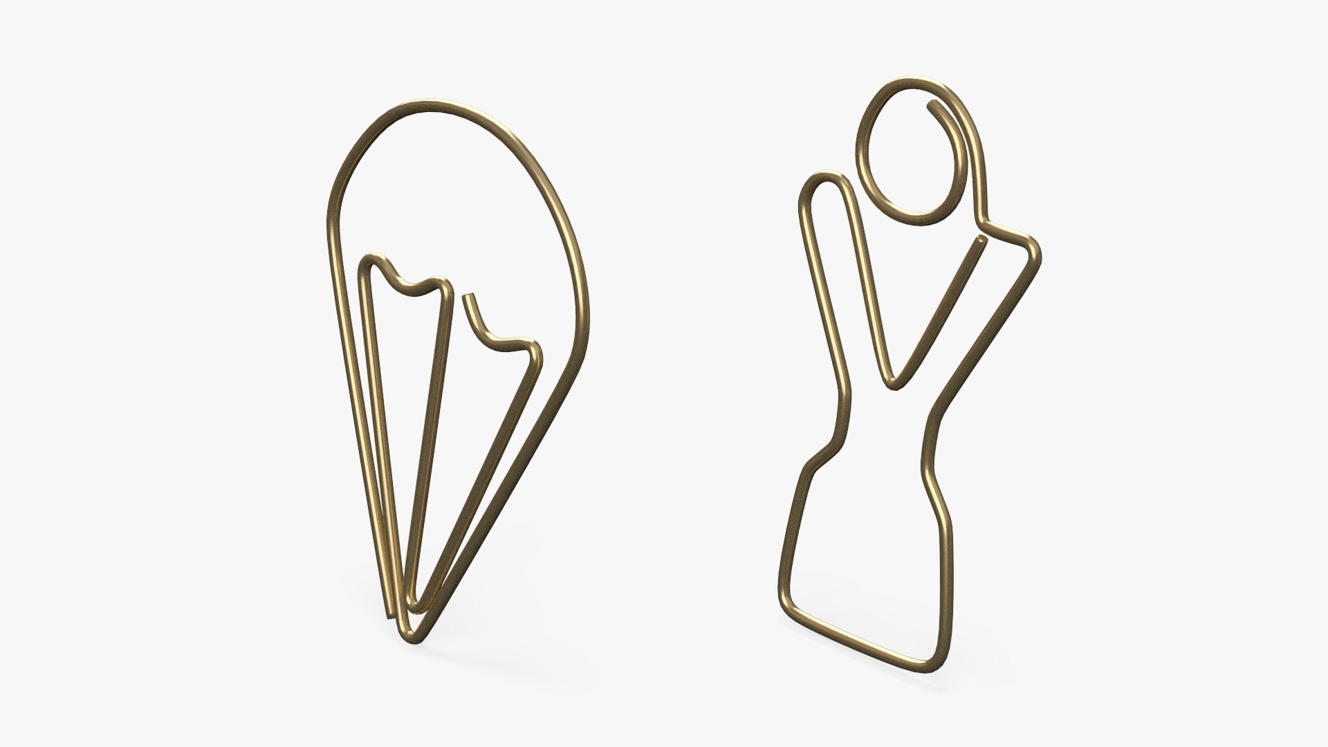 3D Fashion Types Of Paper Clips Gold Model - TurboSquid 2190613