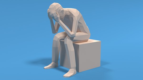 Low Poly Kid Sitting Sad 3D model