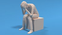 Low Poly Kid Sitting Sad