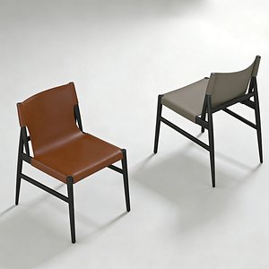3D Modern Dining Chair Leather Wood Minimalist