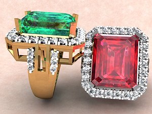 Diamond Ring with Emerald Cut Stone