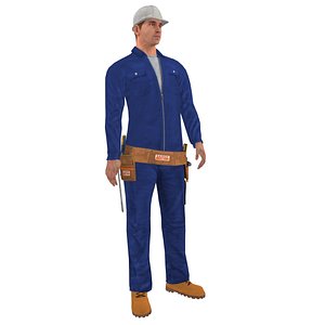 rigged worker man 3d x