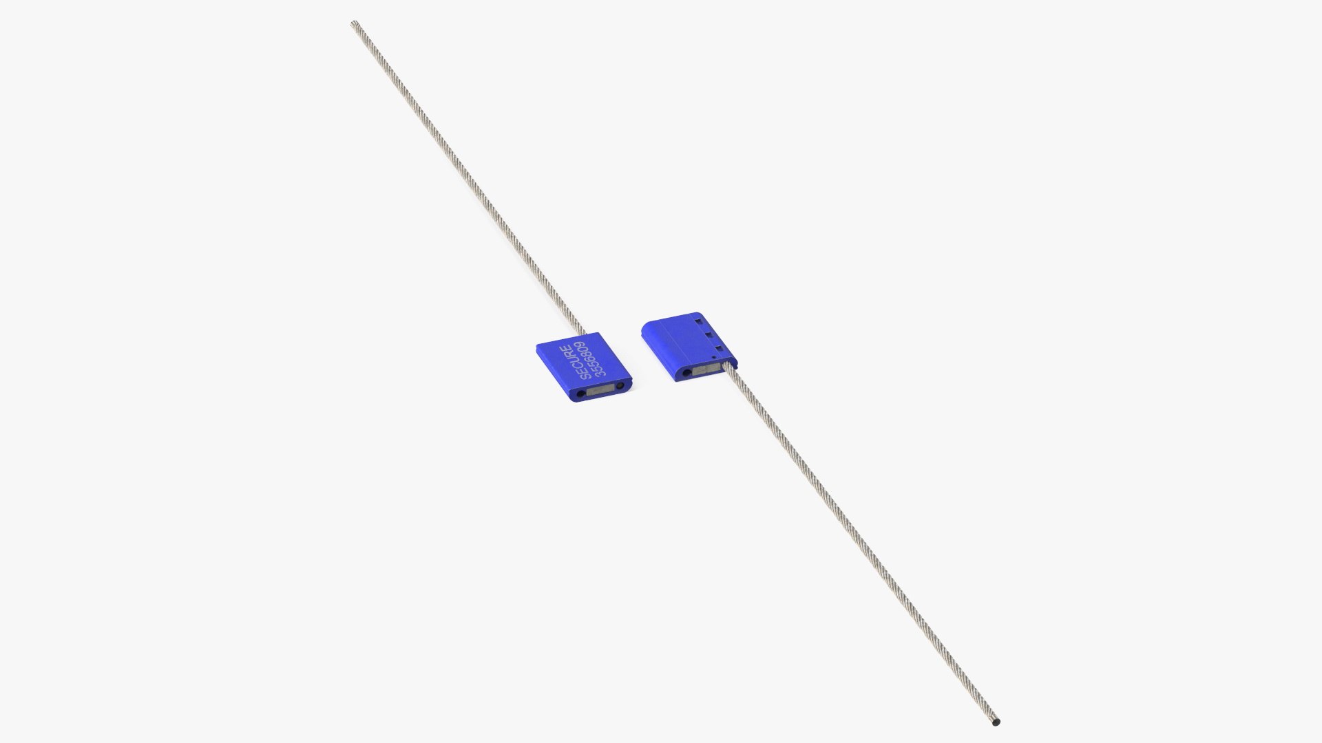 Blue Tight Steel Cable Seal Straight 3D model preview