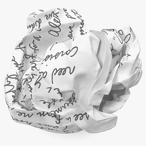 3D crumpled paper ball text model