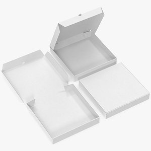 pizza boxes white paper 3D