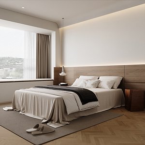 Contemporary Japandi Bedroom Interior