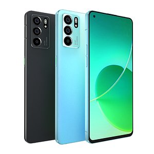 Oppo Reno6 5G Black and Blue Colors 3D