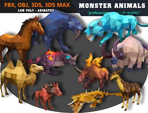 Low Poly African Animals Cartoon Collection - Animated