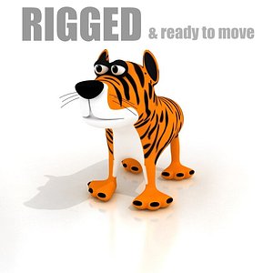 3ds max cartoon tiger rigged