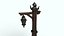 Modelo 3D estilizado de poste de luz medieval pronto para jogos.