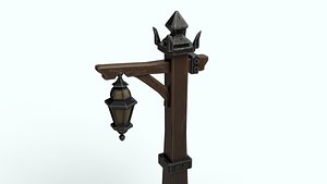 Stylized Medieval Street Lamp Game Ready 3D Asset