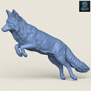 3D Wild Fox Jumping Print Ready 3D Model