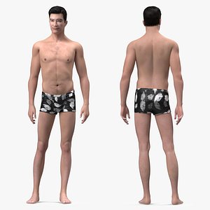 3D Asian Man Underwear Rigged for Modo