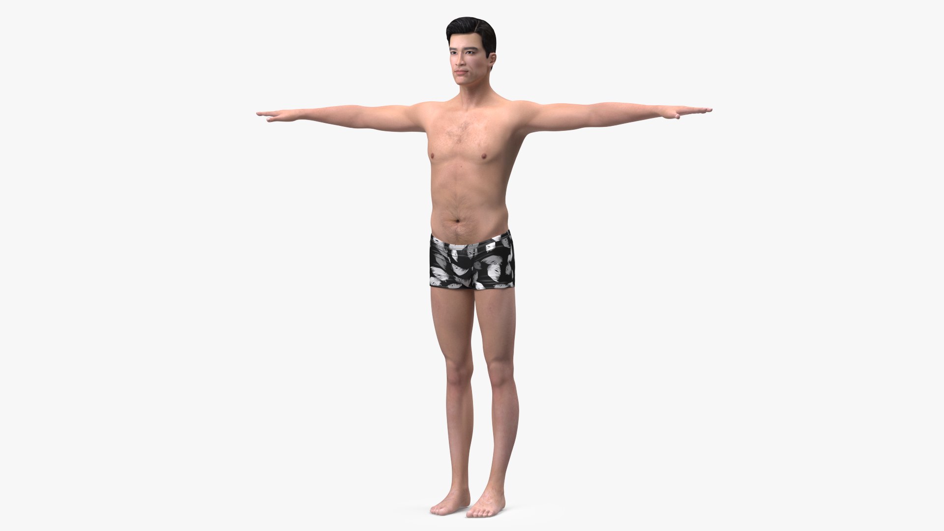 Asian Man Underwear Rigged for Modo 3D model preview