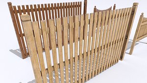 3D Wooden Fences Pack 2