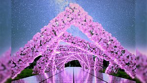 Fairy Glass Walkway decorated with Flowers 3D model