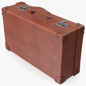 Vintage Leather Suitcase Medium Brown 3D model