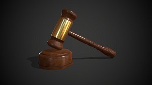 judge hammer golden-wood 3D model