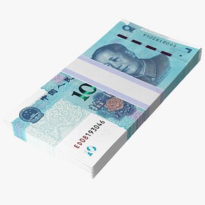 Pack of Chinese 10 Yuan 2019 Banknotes 3D model