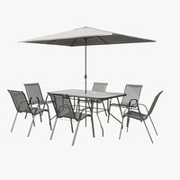 Dining Table with umbrella and chairs