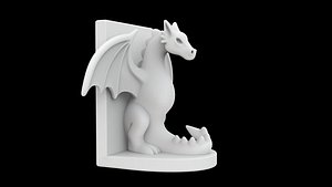 3D Dragon Guard Bookend Mythical Book Support model