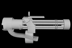 3D model Animated  Textured Gatling gun