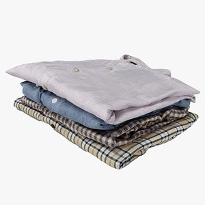 3D Pile or stack of folded shirts polo Generic casual wardrobe clothing