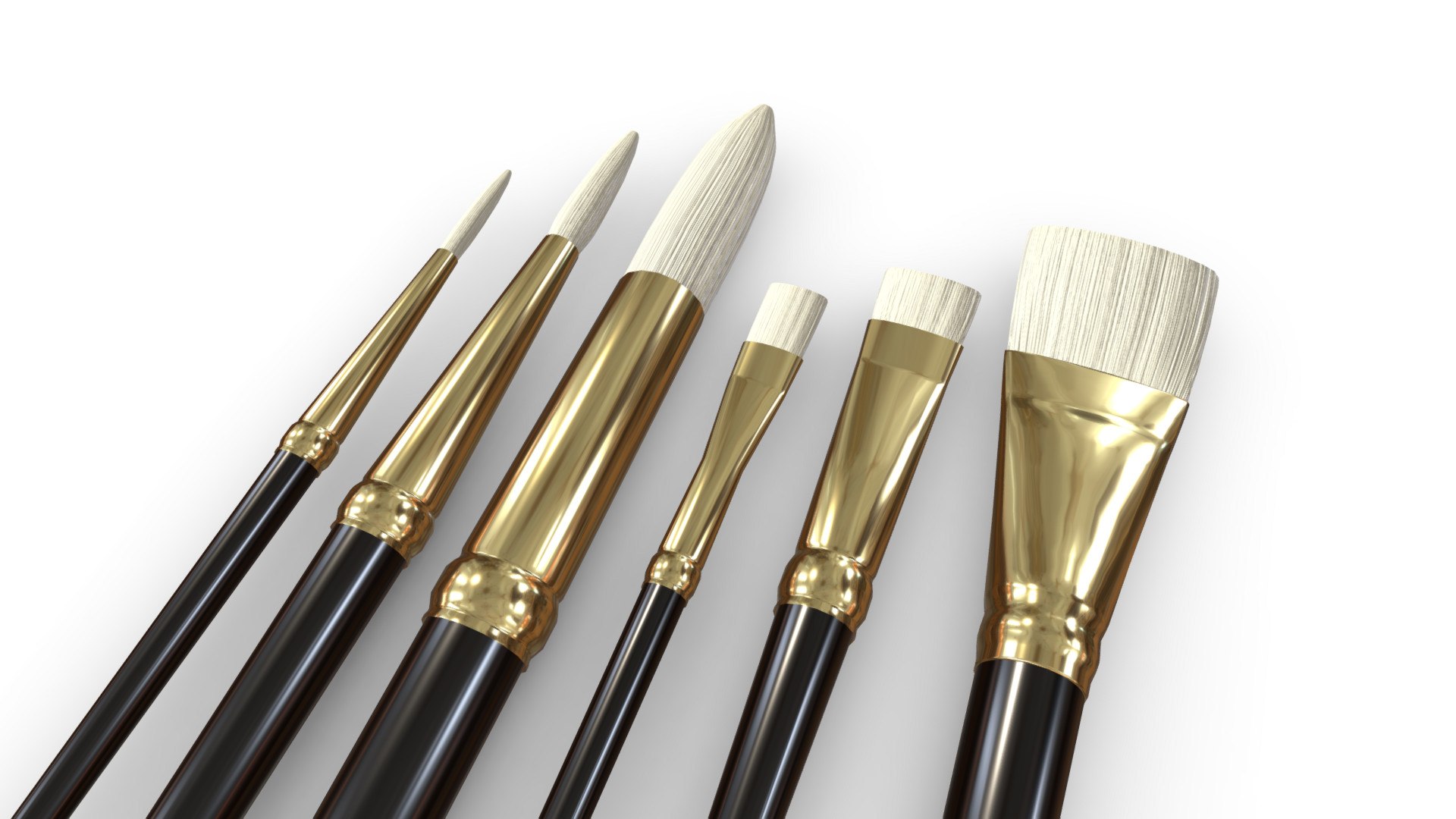 Paintbrush Set 3D - TurboSquid 1735624