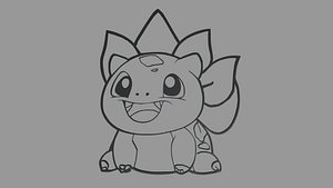Bulbasaur Wall Silhouette 01 3D