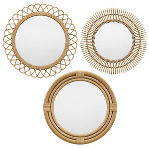 3D model Rattan mirror set