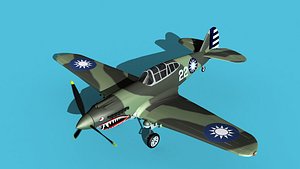 Curtiss P-40B Tomahawk V06 China Flying Tigers 3D model