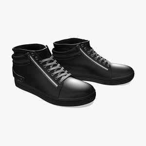 3D Men Casual Lace High-top Leather Ankle Boots Sneakers model