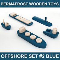 Permafrost Norwegian Wooden Toy Offshore set #2 ready for you interior visualization (High Poly model).