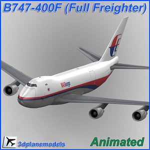 3d model b747-400 malaysia air kargo