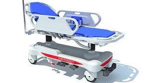 3D model ambulance patient transfer stretcher