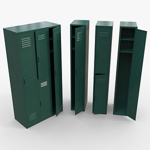 PBR School Gym Locker 04 - Green Dark 3D