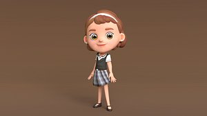 Cartoon Girl Character 1 Low-poly 3D model 3D model