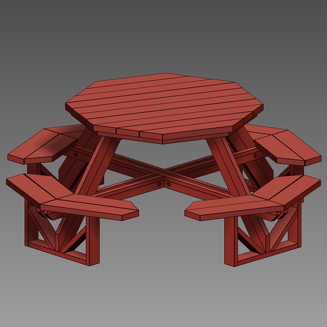 Wooden Round Outdoor Picnic Table 3D Model - TurboSquid 2147566