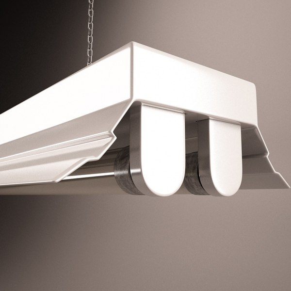 fluorescent light fixture 3d obj