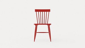 3D model Wood H17 Spindle Chair Red