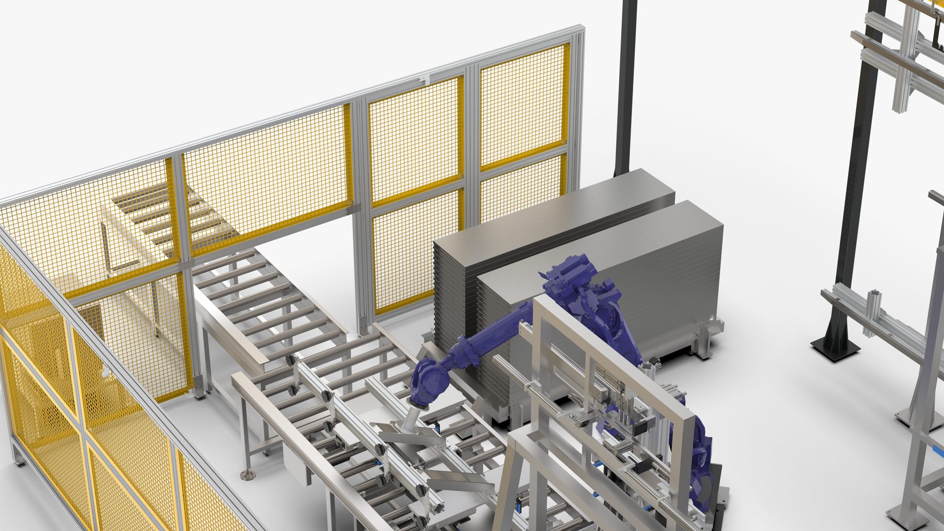 Automatic Loading And Unloading Robot Powder Spraying Line 3D ...